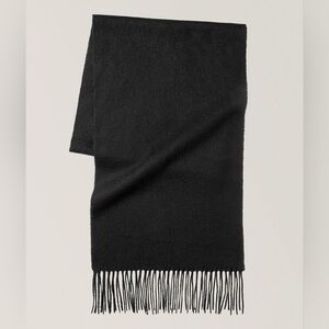 ETON Solid cashmere fringe scarf